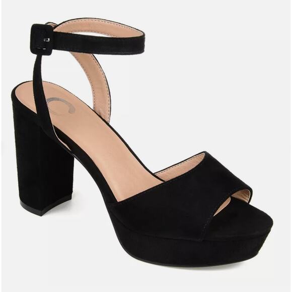 Journee Collection Heels Sandals Size 8 Black Womens Nairri Platform Strappy - Picture 1 of 7